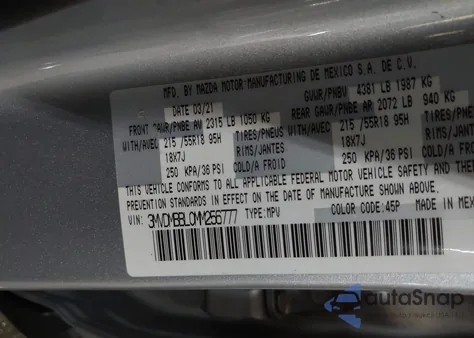 2021 Mazda Cx-30 Select z USA, uszkodzony, nr VIN 3MVDMBBL0MM256777